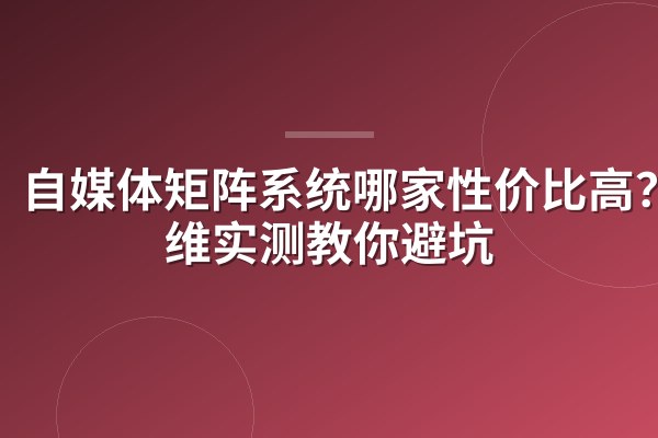 自媒体矩阵系统哪家性价比高？5维实测教你避坑